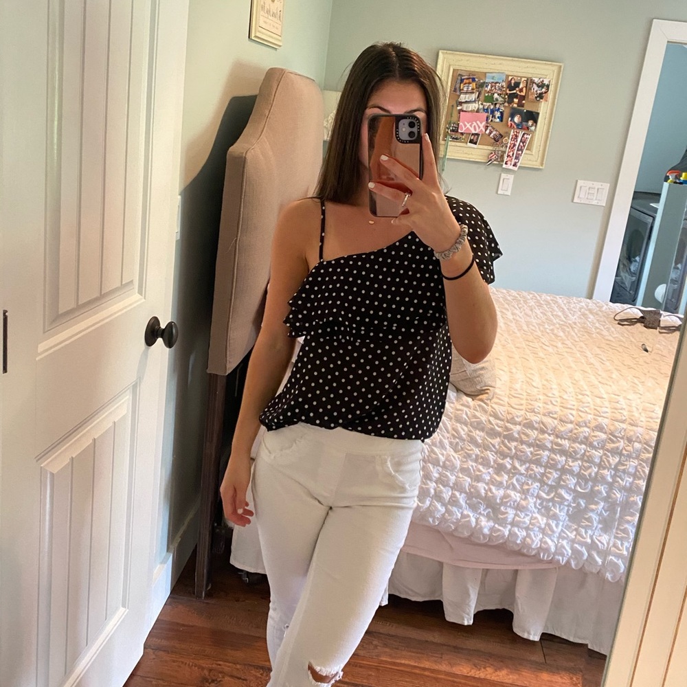 One Shoulder Ruffle Blouse